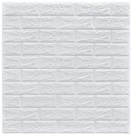 Flippy Set 10 Placi Tapet 3D, Flippy, 70 x 77 cm, Grosime 3 mm, din Polietilena, Model Caramida, Suprafata acoperita 5.3 mp, Alb (128798)