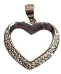 Flippy Pandantiv, Jolie Silver, Argint 925, Model Inima Contur cu Pietre Rodiata, 1.7 G, 1.6 x 1.8 Cm (116711)