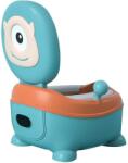 Flippy Olita pentru Copii, Flippy, +6 luni, Compartiment Detasabil, cu Capac, Antiderapanta, din Plastic, Colac Moale, Model Animat Ciclop, cu Maner, 33 x 21 x 45 cm, Albastru Portocaliu Olita