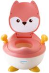 Flippy Olita pentru Copii, Flippy, +6 luni, Compartiment Detasabil, cu Capac, Antiderapanta, din Plastic, Colac Moale, Model Animat Vulpe, cu Maner, 34.5 x 35 x 23 cm, Roz Alb Olita