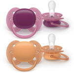 Philips Set 2 suzete Philips Avent Ultra Soft SCF093/03, 18+, portocaliu/mov (SCF093/03)