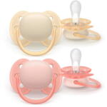 Philips Set 2 suzete Philips Avent Ultra Soft SCF091/38, 0-6 luni, roz/galben (SCF091/38)