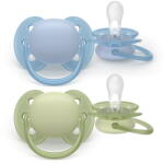 Philips Set 2 suzete Philips Avent Ultra Soft SCF091/37, 0-6 luni, albastru/verde (SCF091/37)