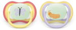 Philips Set 2 suzete Philips Avent Ultra Air SCF376/25, fara BPA, 0-6 luni, fosforescent, violet/galben (SCF376/25)