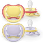 Philips Set 2 suzete Philips Avent Ultra Air SCF087/03 care lasa pielea bebelusului sa respire, ortodontice, fara BPA, 0-6 luni, colorat (SCF087/03) - vexio