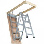 VivaTechnix Scara pentru mansarda, Vivatechnix 12 trepte, Aluminiu/Lemn, max 160 kg, brat amortizare hidraulic (ZDKKSGLTLHJ3WVQM2V0)