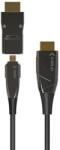 TECHLY Cablu fibra optica Micro HDMI tata - HDMI tata, conector detasabil HDMI, 10M, 4K, Techly ICOC HDMI-HY2D-010, Negru (ICOCHDMI-HY2D-010)