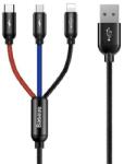 Baseus töltőkábel 3in1 (USB - lightning/Type-C/microUSB, 3.5A, 30cm, törésgátló) FEKETE