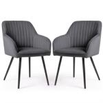Brius Set 2 scaune dining tapitate din velur Florence, 55x58x82 cm, maxim 120 kg, gri grafit (AK-04381176)