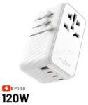 FIXED Voyager utazó adapter 3xUSB-C/1xUSB GaN 120W (fehér) (FIXCT120-3C1A-WH) (FIXCT120-3C1A-WH)