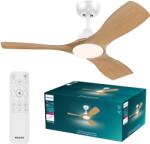 Philips Ventilator de tavan PHILIPS Olas cu lumină LED, 3 palete, diametru 106 cm, 2650 lumeni, lumină albă reglabilă de la 3000 K la 6500 K, reglabil până la 5%, telecomandă inclusă, alb/lemn, modern - 92900