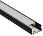 ANRO LED Profile ALP-065 Fekete - Alumínium U profil LED szalaghoz (Opál búrával) (LP131B - LP-SNAPFIT-A-MLK)
