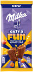 Milka Extra Fun tejcsokoládé trópusi gyüm darabokkal, robbanócuk - 150g