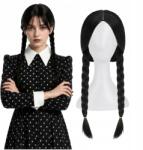 Korbi Paróka Wednesday Addams Fekete Copf Cosplay Jelmez Halloween W63 (W63)