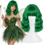 Korbi Paróka Zöld Wig Haj Félhosszú Hullámok Zöld Cosplay Halloween W105 (W105 ZIELONE)