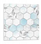 Wallfluent Vinil Csempe Grafikával Fürdőszobába Hexagonális Minta levelekkel 9x30x30 (010310410010000276736)