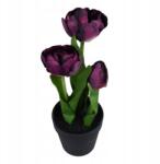 Bomm Tulipán 28 cm műlila, fekete cserépben (tulipan)
