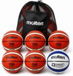 Molten Pachet 6 mingi baschet Molten pentru antrenament, 5 B7G2000 FIBA Approved + B7D2005 Deep Channel + sac SPB (5XB7G2000+D2005+SPB)