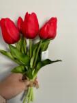 Diabolo Tulipán csokor gumi művirág 5 szár 30 cm Piros (GUMOWANE SILIKONOWE PREMIUM NA ŚLUB)