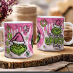 out Grincs mintás karácsonyi bögre 3D pufi hatású "Pink Grinch fuel" kerámia (DO129101-MUG-OUT)