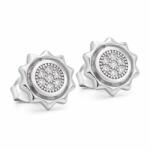 Flippy Cercei Tip Stud din Argint 925, Jolie Silver, Model Soare cu Zirconii Albe, Finisaj Lucios, 1, 2 g, Argintiu (06101)