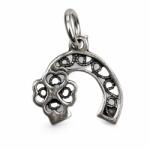 Flippy Pandantiv pentru Lanț din Argint 925, Jolie Silver, Model Potcoavă cu Trifoi cu Patru Foi, Design Filigranat și Decupat, Finisaj Oxidat, Argintiu (06208)