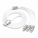Flippy Cablu de Incarcare si Date 3 in 1, Flippy, Fast Charging, 120W, Compatibil Type-C, Utilizare Simultana pentru 3 Dispozitive, 1.2 m, Alb (177412)