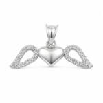 Flippy Pandantiv pentru Lanț din Argint 925, Jolie Silver, Model Inimă cu Aripi, cu Zirconii Incolore, Design Simetric, Finisaj Lucios, 1.2 g, 25x15 mm, Argintiu (05220)