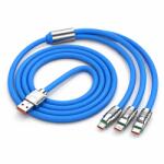 Flippy Cablu de Incarcare si Date 3 in 1, Flippy, Fast Charging, 120W, Compatibil Type-C, Utilizare Simultana pentru 3 Dispozitive, 1.2 m, Albastru (177410)