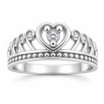 Flippy Inel din Argint 925, Jolie Silver, Model Coroana, cu Marcasite si Zirconiu, Design Elegant, Marimea 52, Argintiu (06828)