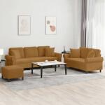 vidaXL Set de canapele cu perne, 3 piese, maro, catifea GartenMobel Dekor (3202287) Canapea