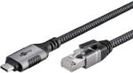 Goobay Ethernet cable USB-C 3.2 Gen2 plug > RJ-45 plug, LAN adapter (black/silver, 3 meters, braided textile sheath) (70699)
