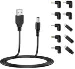 Techsuit Cablu + 10 adaptoare USB la DC ChargeNest AC21, negru (KF2354102) - vexio
