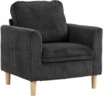HOMCOM Fotoliu de living din velur reiat, fotoliu 1 loc căptușit, șezut lat, pernă cu arcuri, 83x74x87cm, Gri Închis | Aosom Romania (83B-772V00CG)