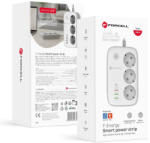 Forcell F-Energy VT-PS03 okos hálózati elosztó 2500W 30W 3 aljzat + USB-C + 3x USB-A PD QC3.0 WiFi - fehér (5903396433955)