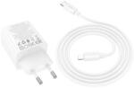 hoco. N56 hálózati töltő 30W 2 x USB-C + 2 x USB-A QC3.0 PD + USB-C - Lightning kábel - fehér (6942007659307)