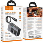 hoco. Z66 autós inverter és autós töltő 266W PD 2x AC + USB-C + 2x USB-A - fekete (6942007675673)