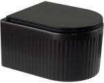 INVENA Glamour bordázott fali kerámia WC csésze Swirlflush öblítéssel és Soft-Close ülőkével, matt fekete CE-92-005-L (CE-92-005-L)