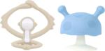 Mombella Mombella, Mushroom + Monkey, set de jucarii gingivale, Sand/Light Blue
