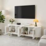 Hommoo Tv szekrény 170x35x55 cm fehér, arany fogantyúkkal és mdf lábakkal (103)