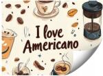 GIGAPRINT I Love Americano Kávébab Fotótapéta Nappali Hálószobába 250x175 (ziarna_kawy_I_love_Americano)