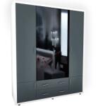 Spectral Mobila Dulap Torino cu oglinzi, 165 x 54 x 202 cm, Alb / Gri Garderoba