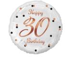Mezőfi 30. évszámos fólia lufi, gömb, HB, fehér-rosegold (FG-030B)