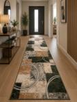 LOTOS Traversa Lotos 15001-310, Inaltime Fir 8 mm, Latime 1.5m, Marime 150 x 600 cm, Crem, Bej, Verde, Festonata Surfilata Tivita, Antialergica, Polipropilena, Living, Dormitor, Coridor, Hol Covor