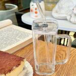 Flippy Pahar pentru Racoritoare, Flippy, din Sticla, 330 ml, cu Pai si Maner, Model Clear, Transparent (161207) Pahar