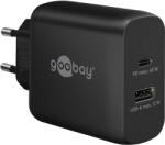 GOOBAY USB-C PD dual fast charger 45 watts (black, 1x USB-A, 1x USB-C PD, GaN technology) (65411)