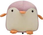  Taburet Pentru Copii, Flippy, Cadru din Lemn Masiv, 25 x 29 x 29 cm, Perna de Burete Elastica si Maner de Transport, in Forma de Pinguin, Roz (AC-125792)