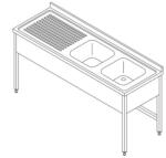 Maxima 09394085 kétmedencés mosogatóasztal - 150 × 70 cm, jobb oldali medencékkel (09394085)