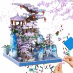  Építőkockák Bonsai Fa Cseresznye Virágok Vízesés Házikó Ajándék (Zestaw klocków Altana Wróżek)