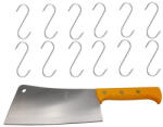 DEPOX Set Satar macelarie Rough Kitchen, otel inoxidabil si 12 Carlige macelarie, inox DEPOX®, 43.5 cm (3095)